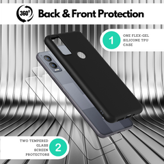 2 Screen Protectors + Case for AT&T Propel 5G (U6080AA) - Matte Black