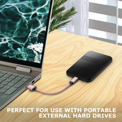 10-inch Short Length USB-C 3.2 Gen 1 to USB-A 3.0 Cable (Pink Rose Gold)