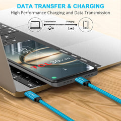 20W USB C Fast Charger + 6ft Braided Cable for TCL, Motorola, Samsung (Electric Blue)