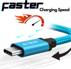 20W USB C Fast Charger + 6ft Braided Cable for TCL, Motorola, Samsung (Electric Blue)