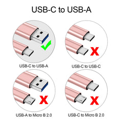 10-inch Short Length USB-C 3.2 Gen 1 to USB-A 3.0 Cable (Pink Rose Gold)