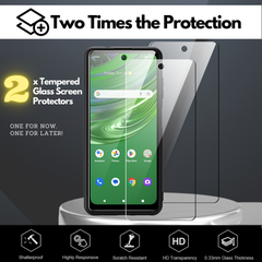 2 Screen Protectors + Case for AT&T Jetmore, Cricket Outlast (Matte Black)