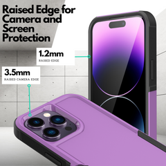 Grip Case + 2 Glass Screen Protectors for iPhone 14 Pro Max (Purple)