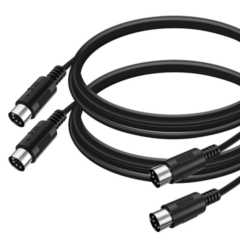 MIDI Cable (2-Pack) 10ft Male to Male 5-Pin MIDI Cable for Keyboard Synthesizer, Controllers, Rack Synth, Sampler, Drum Machines